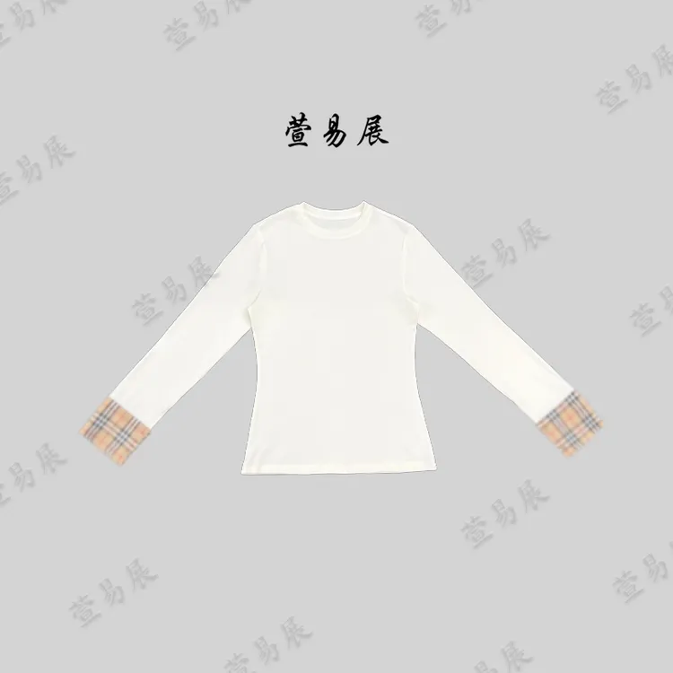 萱易展-“理想主义”三醋酸羊毛撞色格纹饰边打底上衣-TX090801