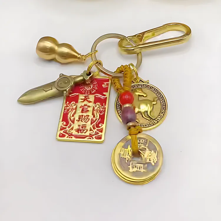 【吉物推荐】天官赐福福牌钥匙扣挂件黄铜便携汽车钥匙扣男女通用商品图