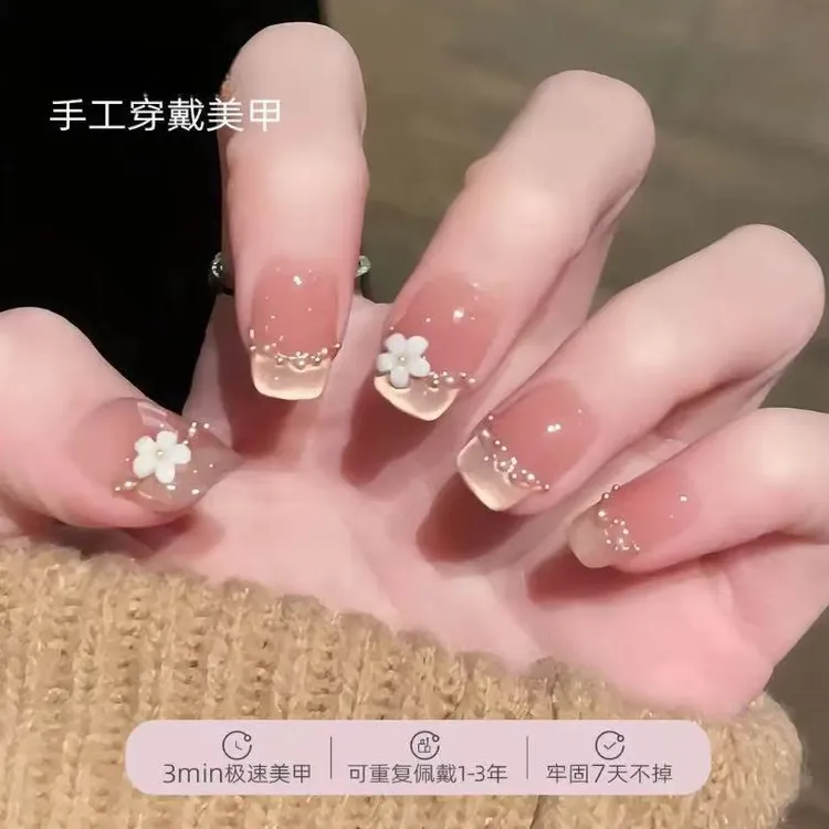 七里香 高级简约显白丁香花朵ins优雅猫眼气质高品质纯手工穿戴甲