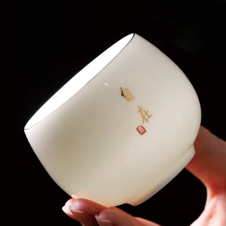 2025新款羊脂玉白瓷主人杯陶瓷家用茶杯泡茶个人专用品茗杯礼盒装
