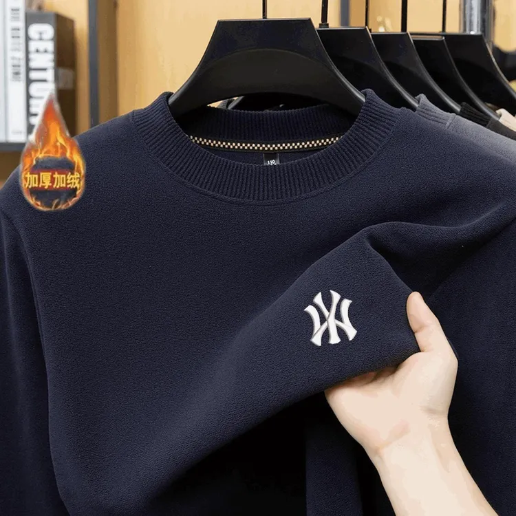 双面奥利绒保暖男士圆领秋冬冬季休闲刺绣潮流卫衣，