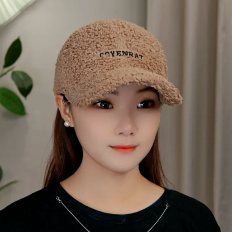 秋冬新款加绒加厚帽子男女同款时尚百搭毛绒大头围棒球帽