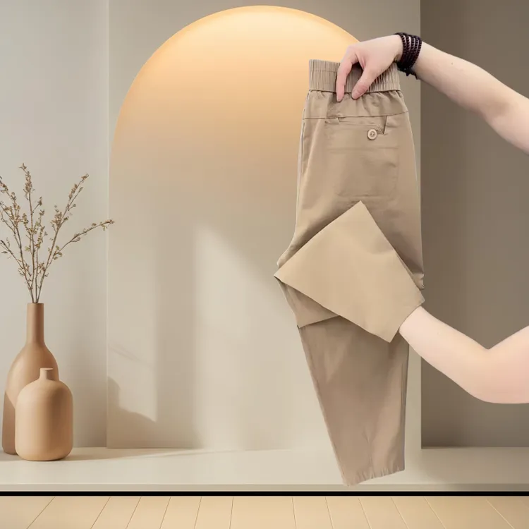 2025新款小脚休闲裤洋气遮肉小个子女裤水洗棉简约遮胯哈伦裤女裤