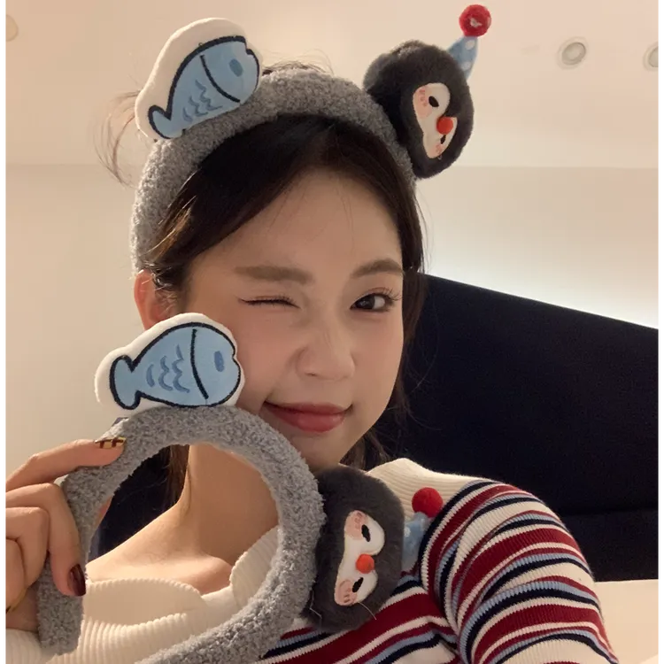 元气满满韩系ins风甜美少女心可爱小企鹅发箍洗脸敷面膜发卡头箍