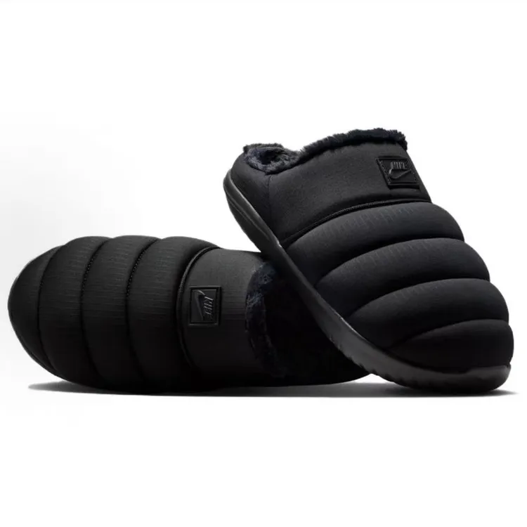 【滔搏联动】NIKE/耐克男子BURROW SE纯黑色保暖加绒棉拖HV8561-002