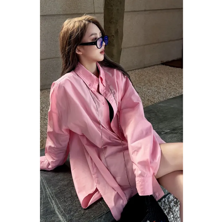 AMAZING IN | 1oo%棉 | 单排扣宽松长袖衬衫女A241214-GZBG-96018