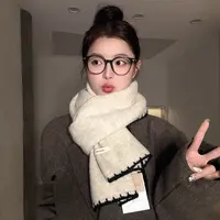 高级感韩版百搭围巾女秋冬季软糯针织羊绒护颈围脖2025新款潮