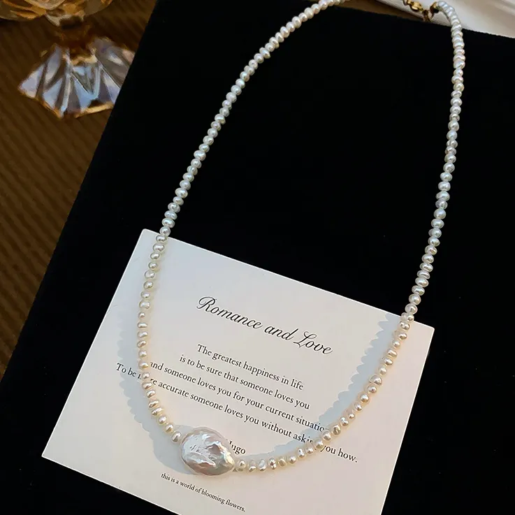 【特好看】不规则天然淡水珍珠项链女巴洛克吊坠高级感时尚小米珠