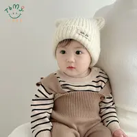 小月龄宝宝帽子秋冬季毛线帽针织帽男女童婴幼儿加厚保暖护耳帽潮