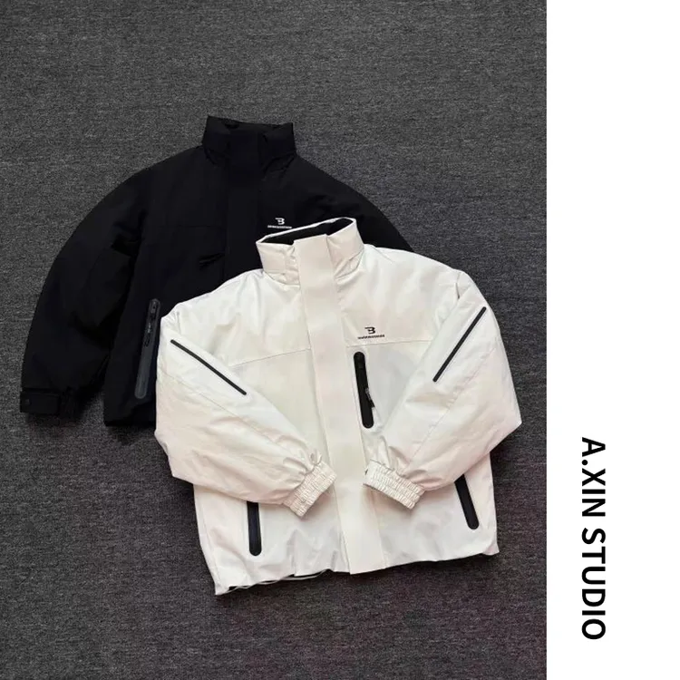 【MX冲锋衣羽绒】冬季男士冲锋衣三防抗皱立领工装户外羽绒服外套