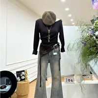 【香颂漫影】设计感不规则褶皱纯欲风修身显瘦上衣-LX095-LX093