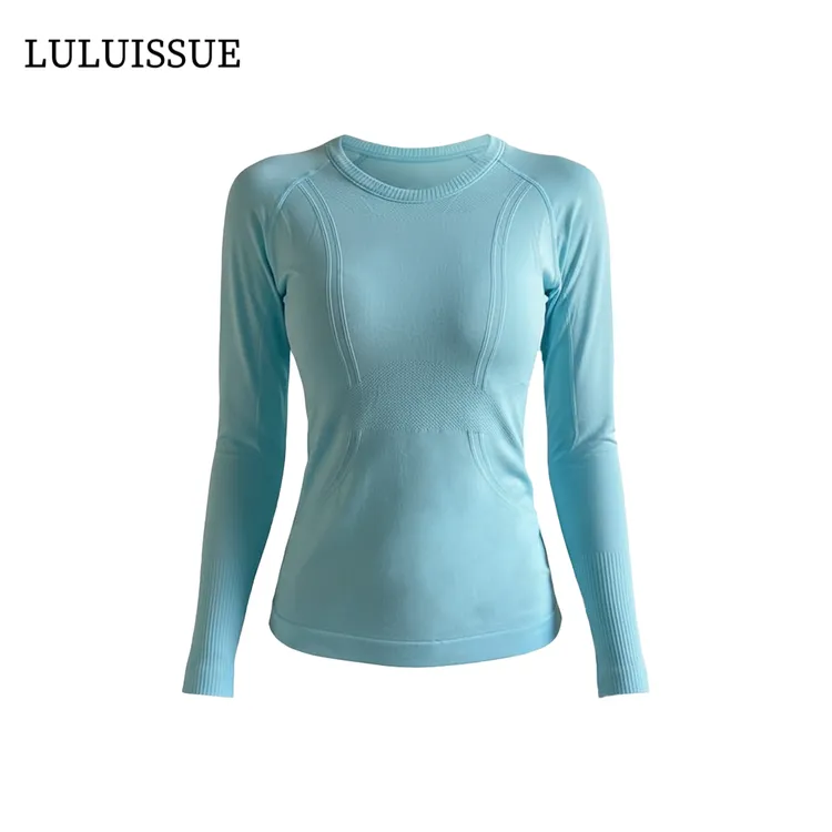 LULUISSUE瑜伽服女秋季速干长袖圆领运动健身修身透气显瘦训练服
