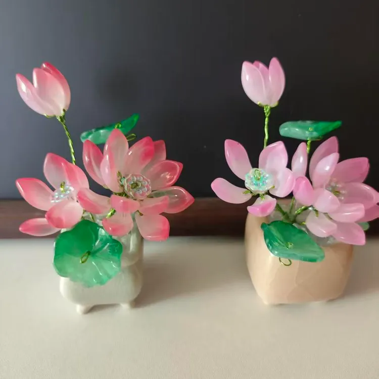 【紫玲专属】 琉璃 荷花 摆件 DIY材料包(花瓶随机)