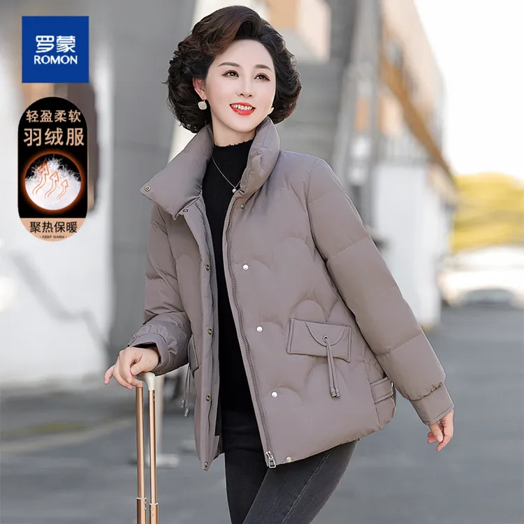 罗蒙气质小个子妈妈冬装短款羽绒服女新款时尚冬季中老年女装外套