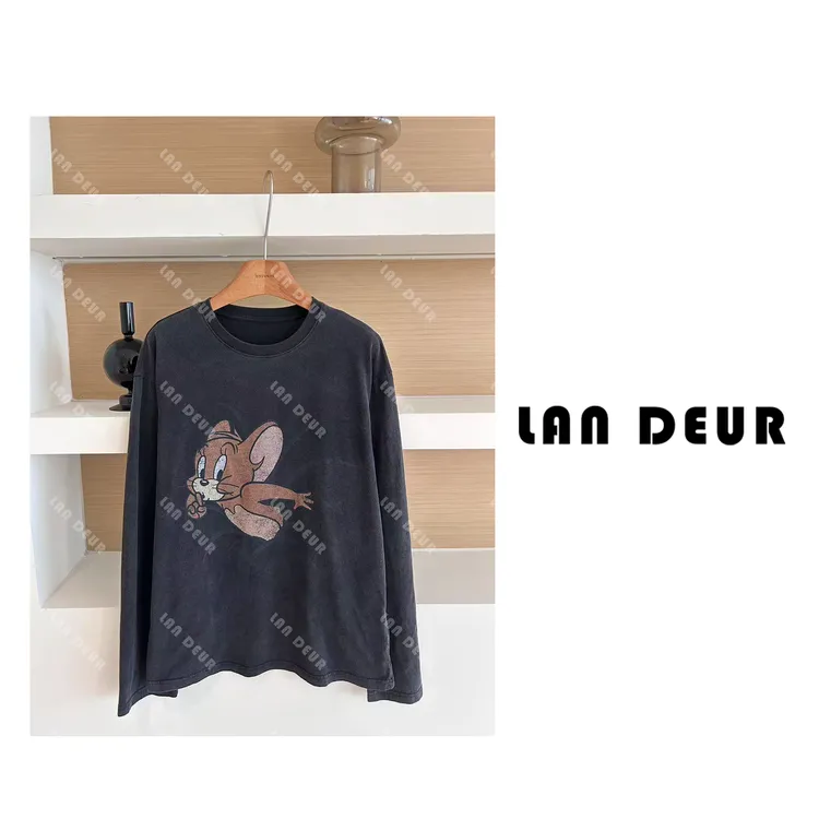 【飞行日】时尚百搭简约圆领卡通宽松显瘦水洗T恤上衣女