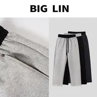 BIG林 早秋撞色双纱磨毛立体裁剪直筒休闲百搭情侣糯糯裤 JF2595