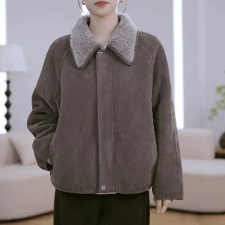 2025年秋冬新款时尚潮流短款双面可穿加厚外套宽松显瘦简约风上衣