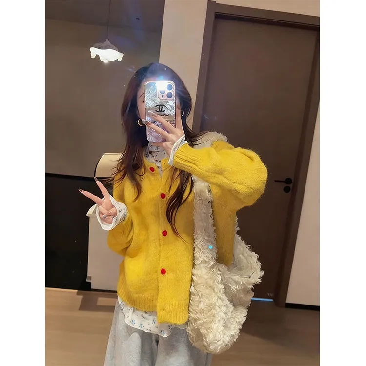 MARIE.COCO温柔慵懒宽松毛衣开衫内搭打底衫女直筒休闲长裤套装