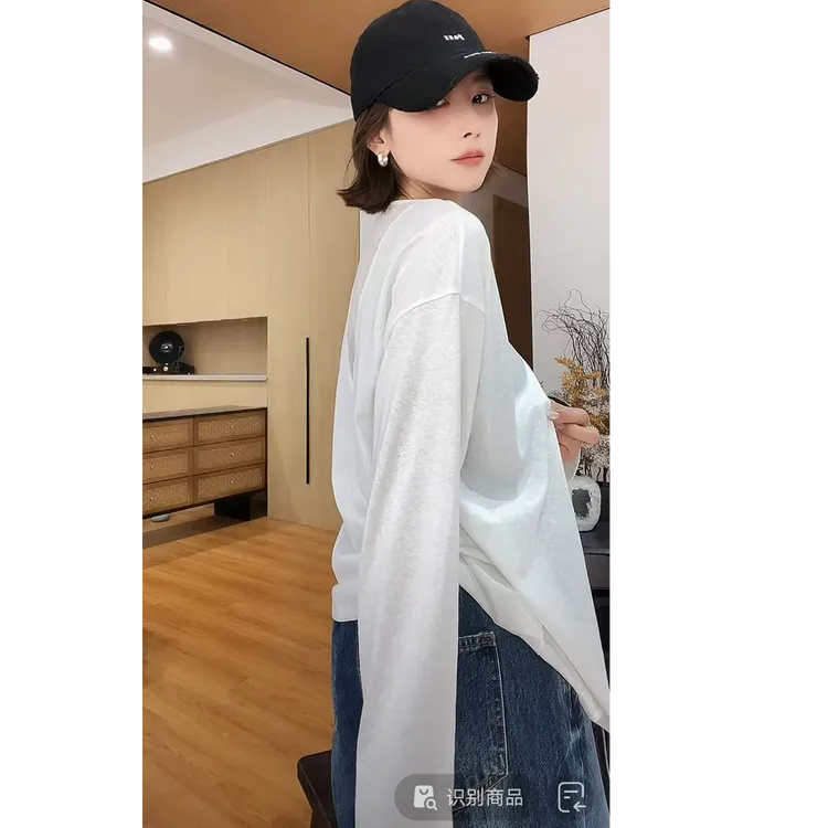 YYOUHAN 2025新款极简风后背大V设计轻薄款长袖T恤上衣 2508C4430