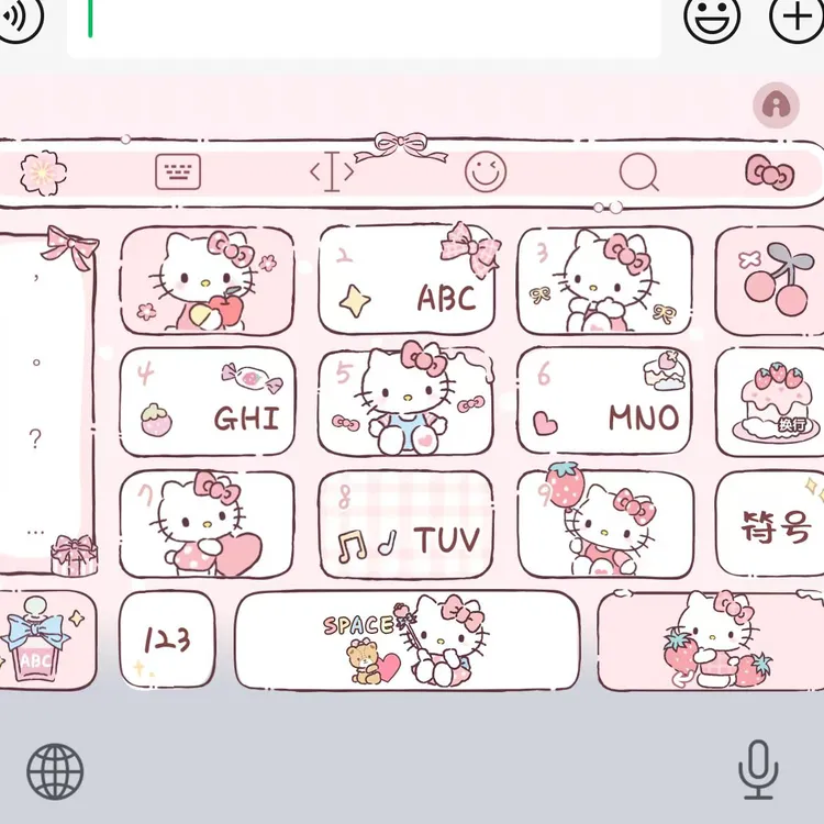 Hello Kitty 猫/粉色智能双色键盘皮肤/苹果/安卓/百度输入法键盘