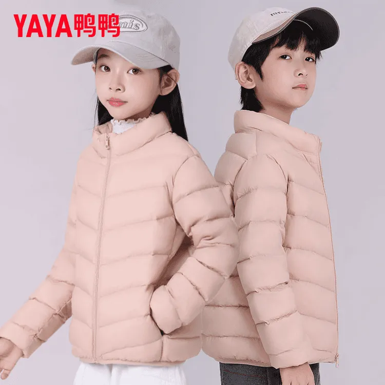 鸭鸭新款冬季轻薄儿童羽绒服短款洋气立领校服秋冬YE5A800722Y