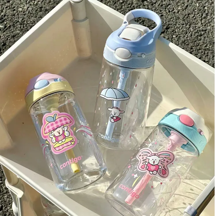 contigo可爱礼物百搭便携小菜狗磁场能量系列锁扣吸管杯透明杯
