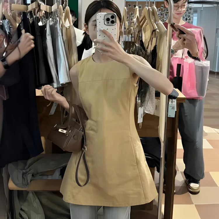 洗水棉拼接无袖背心连衣裙夏季新款时尚甜美减龄小个子短裙女