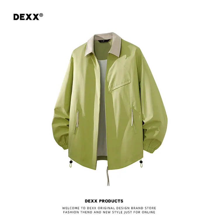 DEXX秋季潮流休闲夹克男百搭撞色翻领复古底特律外套抽绳防风上衣