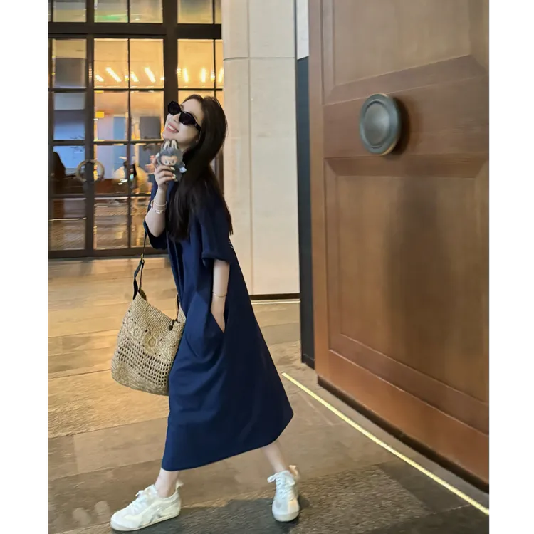 YPP！【绝对松弛感】不挑人/夏季新款韩版休闲印花宽松连衣裙