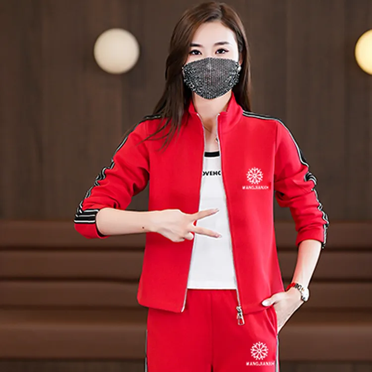 杨丽萍广场舞服装套装春秋新款红色长袖长裤休闲运动鬼步舞服专卖