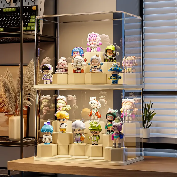 俏洁透明手办展示盒防尘盒子盲盒收纳展示柜亚克力玩具收纳手办盒