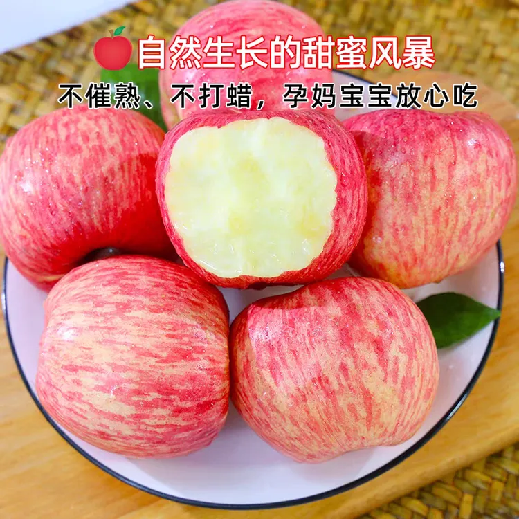 陕西洛川精品早熟弘田红富士苹果，新鲜脆甜多汁，直接带皮吃，产地