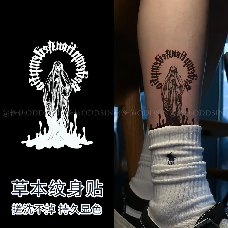 持久网红美式刺青色拍照健身逼真真实感游泳不反光潮流草本防水
