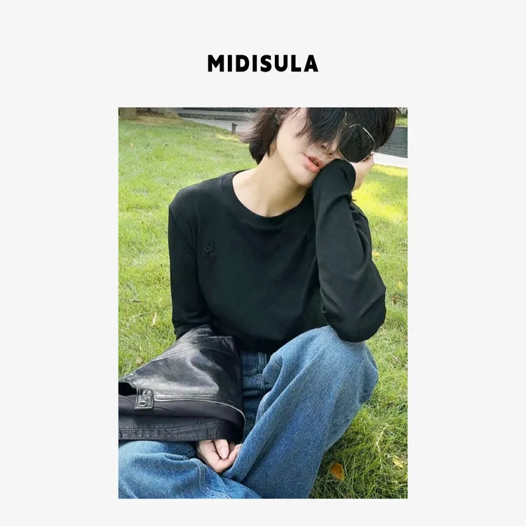 MDSL·时尚宽松休闲丝滑圆领脖子BO字母百搭字母T恤01744