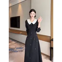 2025年秋冬新款拼接polo领钻钻设计百搭显瘦减龄连衣裙C008