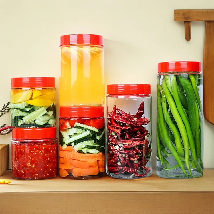 加厚玻璃蜂蜜瓶储物透明密封菜坛子食品罐厨房用圆形防潮罐装大号