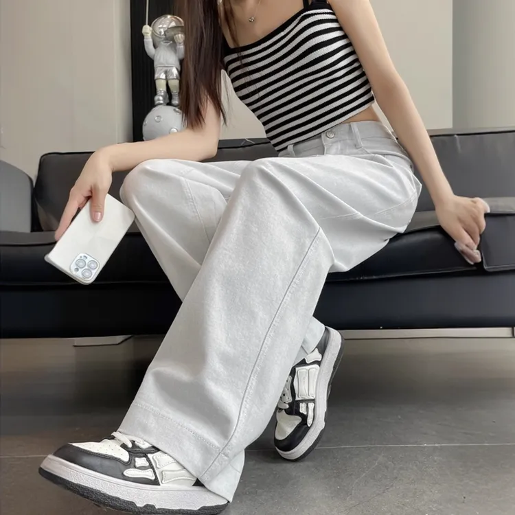 阔腿提臀拖地裤显瘦宽松灰白色窄版直筒亲肤秋季女款爆款2025新款