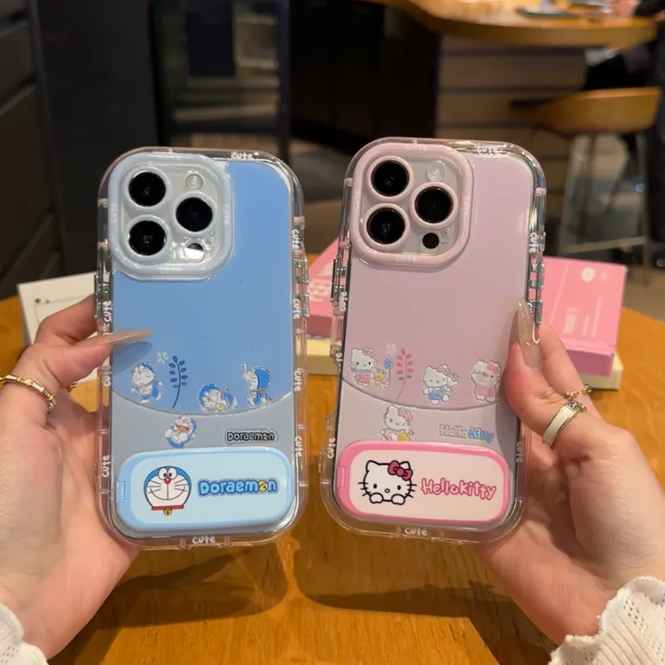 欧克里里蓝胖子凯蒂猫适用苹果15/16支架手机壳华为vivo小米oppo