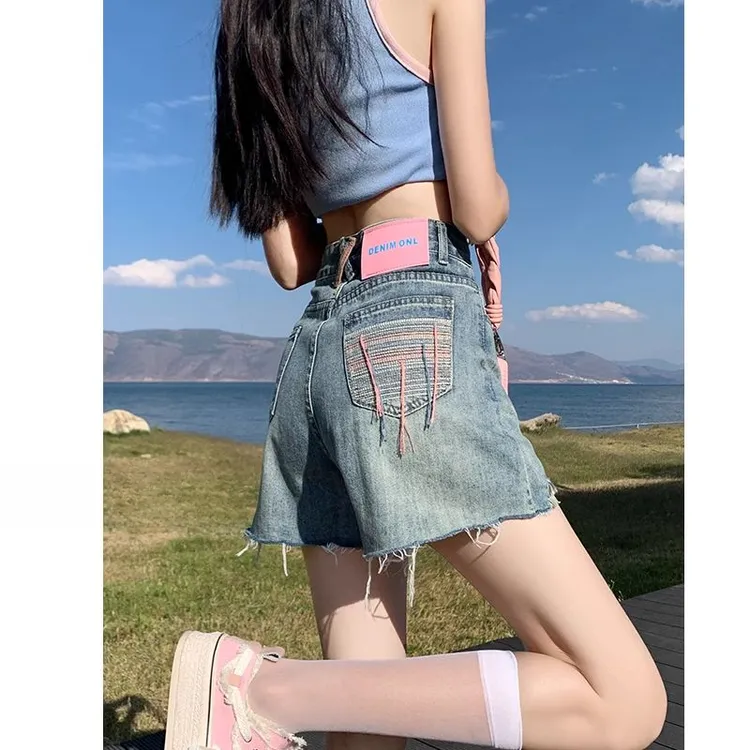 高腰牛仔短裤女夏季2025新款宽松显瘦a字小个子网红辣妹薄款热裤