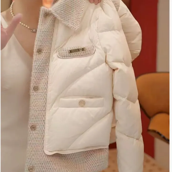 6653冬季加厚显瘦翻领外套女2025新款设计感洋气宽松保暖