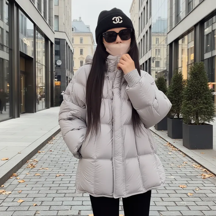 宿慕SUMU连帽中长款羽绒服2025新款冬装时尚羽绒服外套女Z7A0197