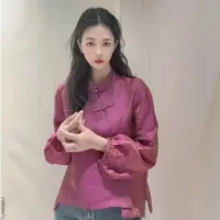 （浮光锦）秋季新款长袖小衫女衬衫百搭洋气新中式显瘦复古国风