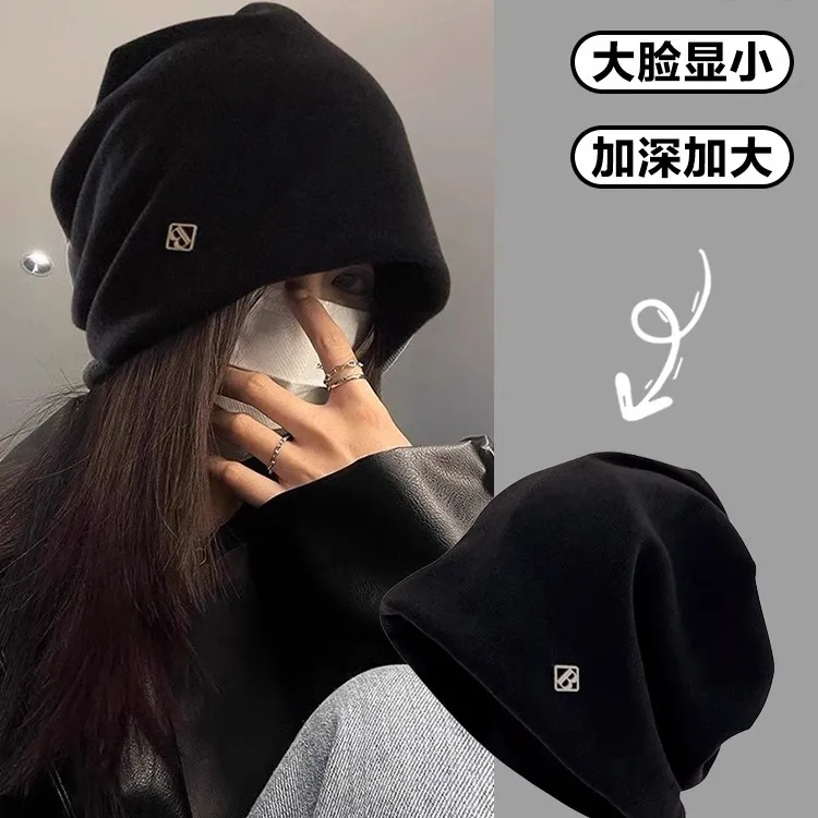 加深帽子秋冬季冷帽无檐光身包头帽极简风黑色休闲风网红针织百搭