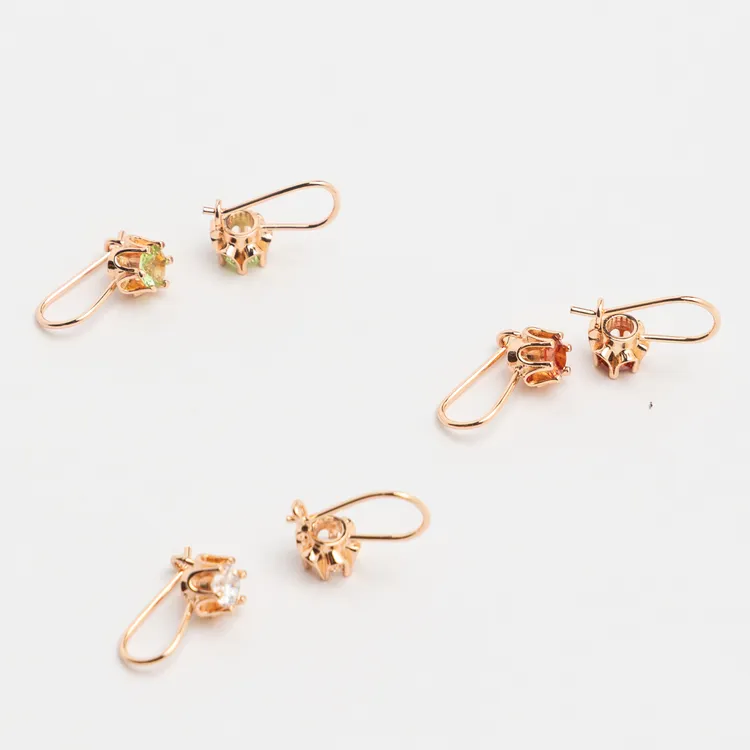 合金锆石耳饰 6-【顺丰包邮-无运费险】绿钻耳挂 玫瑰金色民族耳饰