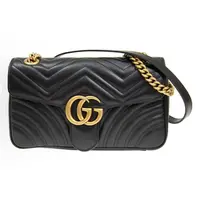95新 GUCCI/古驰 思斯专属 古驰黑金马蒙22 26斜挎包THWY242