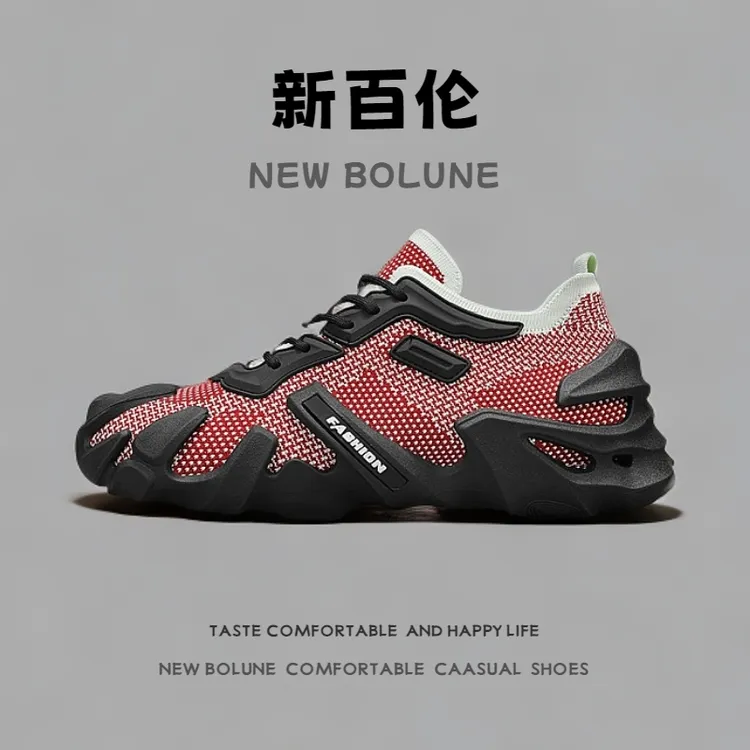 新百伦NEW BOLUNE夏季2025爆款飞织透气八爪鱼网面男士运动休闲鞋