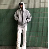 888 480克连帽双拉链开衫春秋宽松百搭情侣上衣纯色潮流开衫外套
