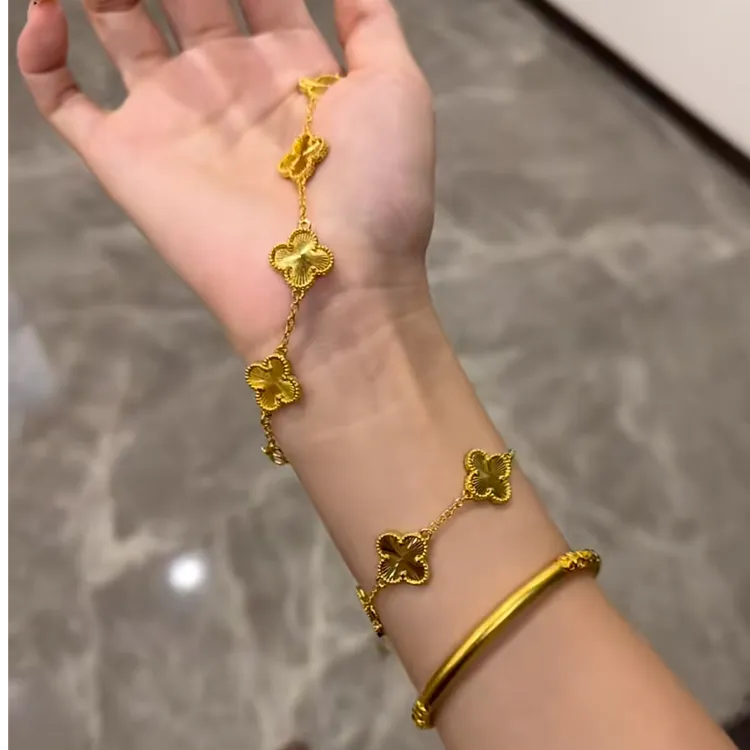 铜合金手链 新中式四叶草五花手链女新款轻奢小众精致首饰