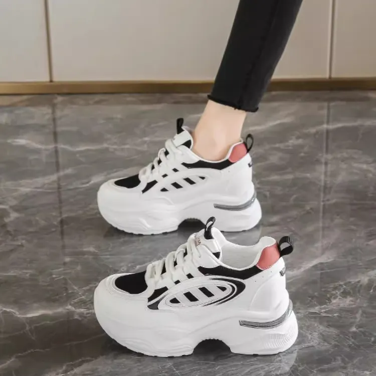 小个子增高运动老爹鞋女鞋2025年春夏季百搭厚底网面舒适休闲鞋