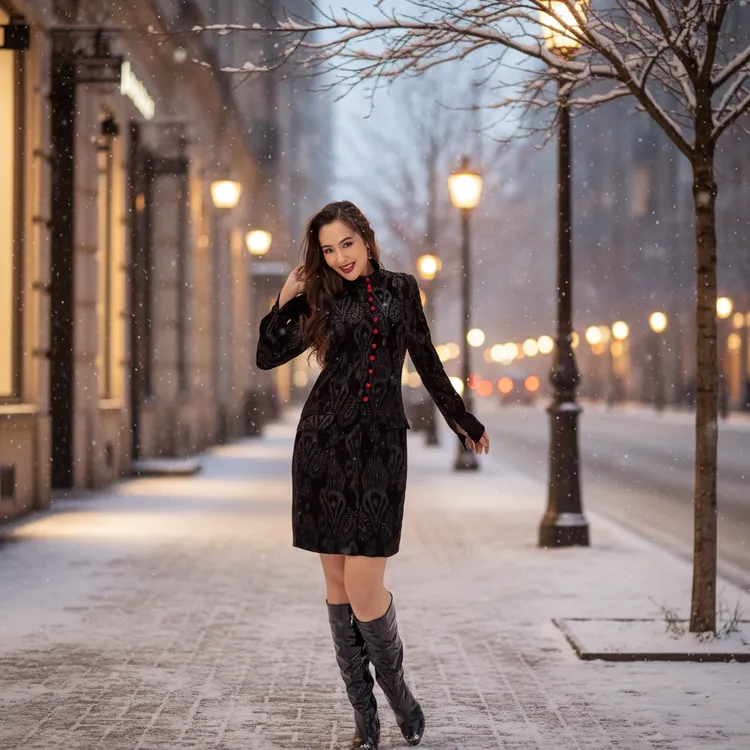 拉链高腰不褪色波点吊带款连衣裙女装黑色性感设计师